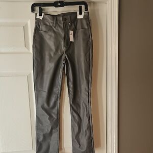GAP Gray Straight Leg Faux Leather Pants